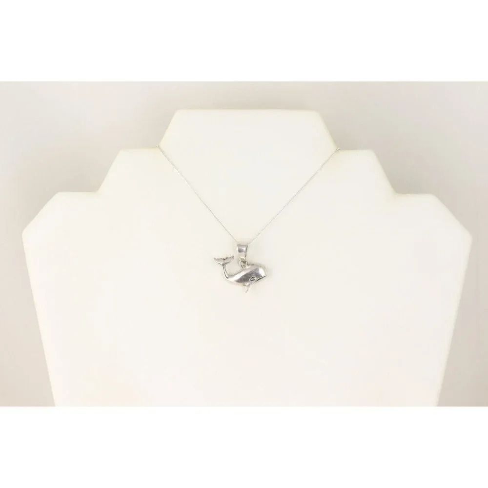Sterling Silver Whale Necklace 18 inch Chain - Picture 5 of 7